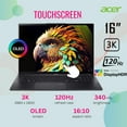 thumbnail image 3 of Acer Swift 16 AI Laptop, 16" 3K 120Hz OLED Touchscreen, Intel Core Ultra 7 Series 2, 16GB RAM，1TB SSD，Copilot PC, Backlit Keyboard, Fingerprint, Wi-Fi 7, Windows 11 Pro, Ice Black, 3 of 5