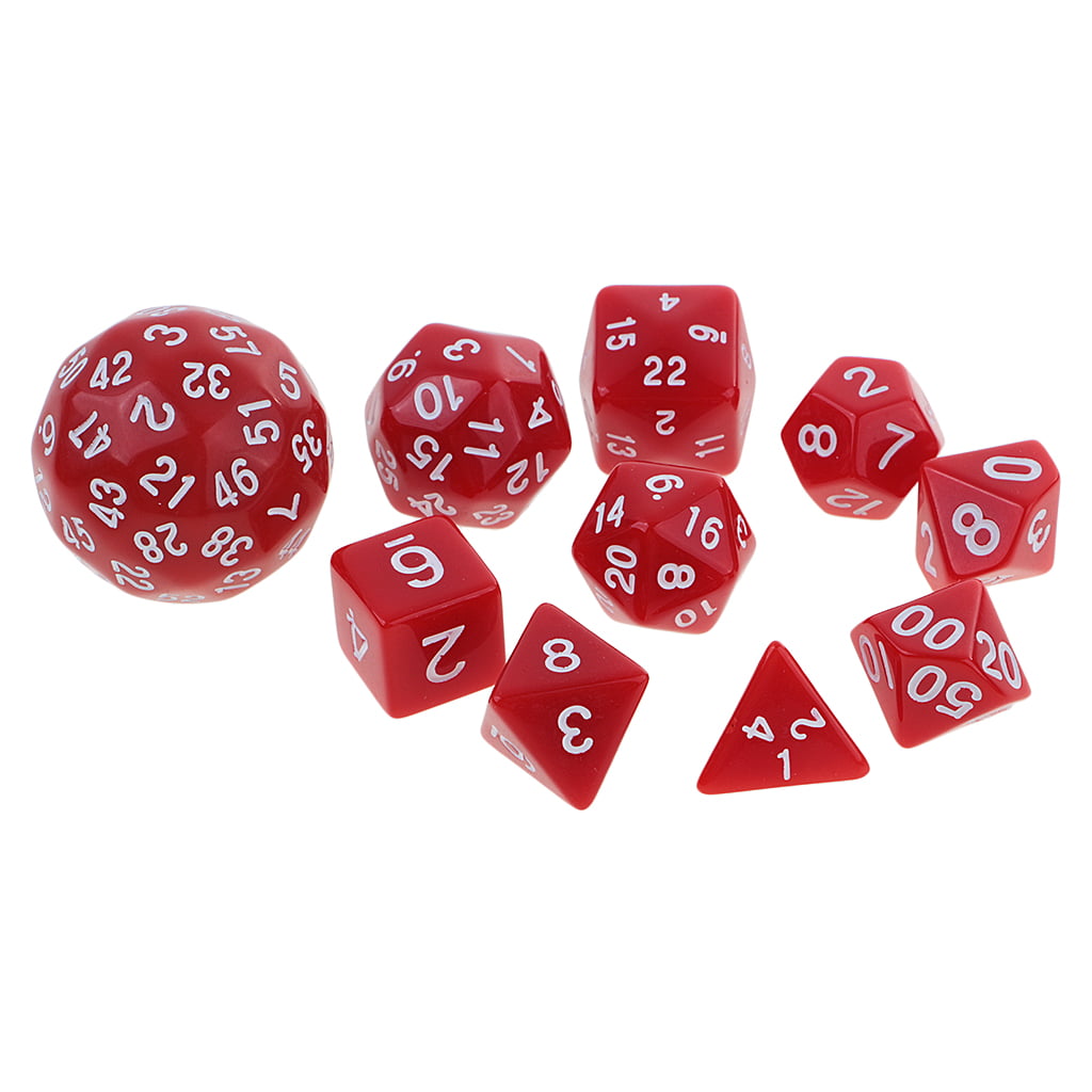 10pcs Digital Dices Multi-sided Dices Set for D&D RPG Playing Game Dice Toys 