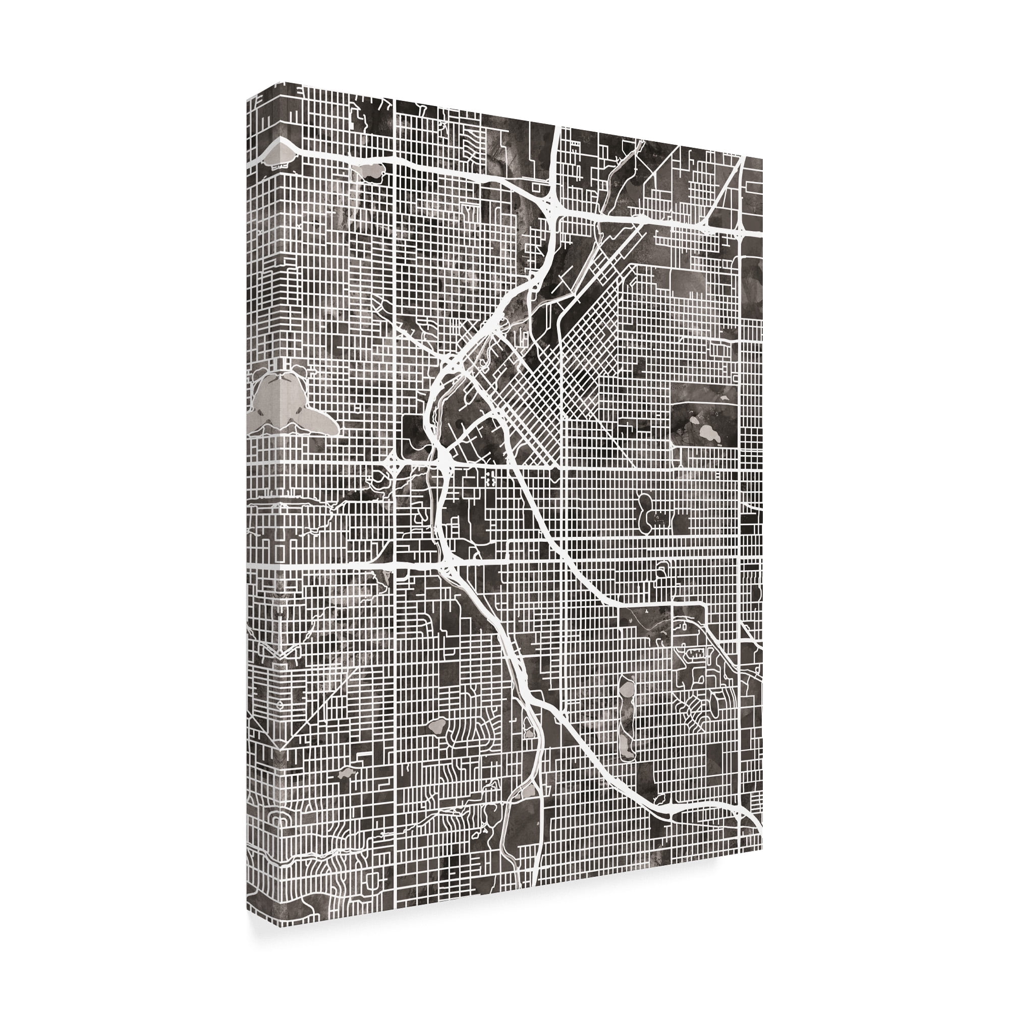 Trademark Fine Art 'Denver Colorado Street Map Black' Canvas Art by Michael Tompsett