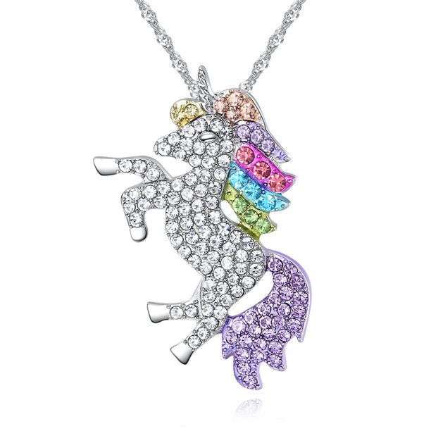 Amy & MultiColored Swarovski Crystal Unicorn Pendant