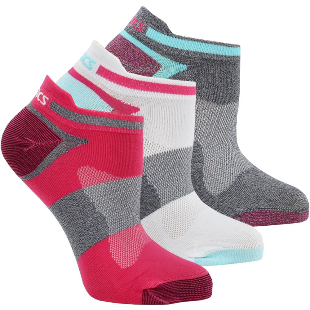 Asics Quick Lyte Single Tab 3 Pack Socks - Womens Azalea/Grey Heather