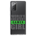 thumbnail image 1 of DistinctInk Clear Shockproof Hybrid Case for Samsung Galaxy Note 20 (6.7" Screen) - TPU Bumper Acrylic Back Tempered Glass Screen Protector - World's Greatest Gamer Girl Video Games, 1 of 3