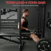 Mikolo Multi-Functional Squat Rack with LAT Pulldown System Exercise Power Cages, Metal Black