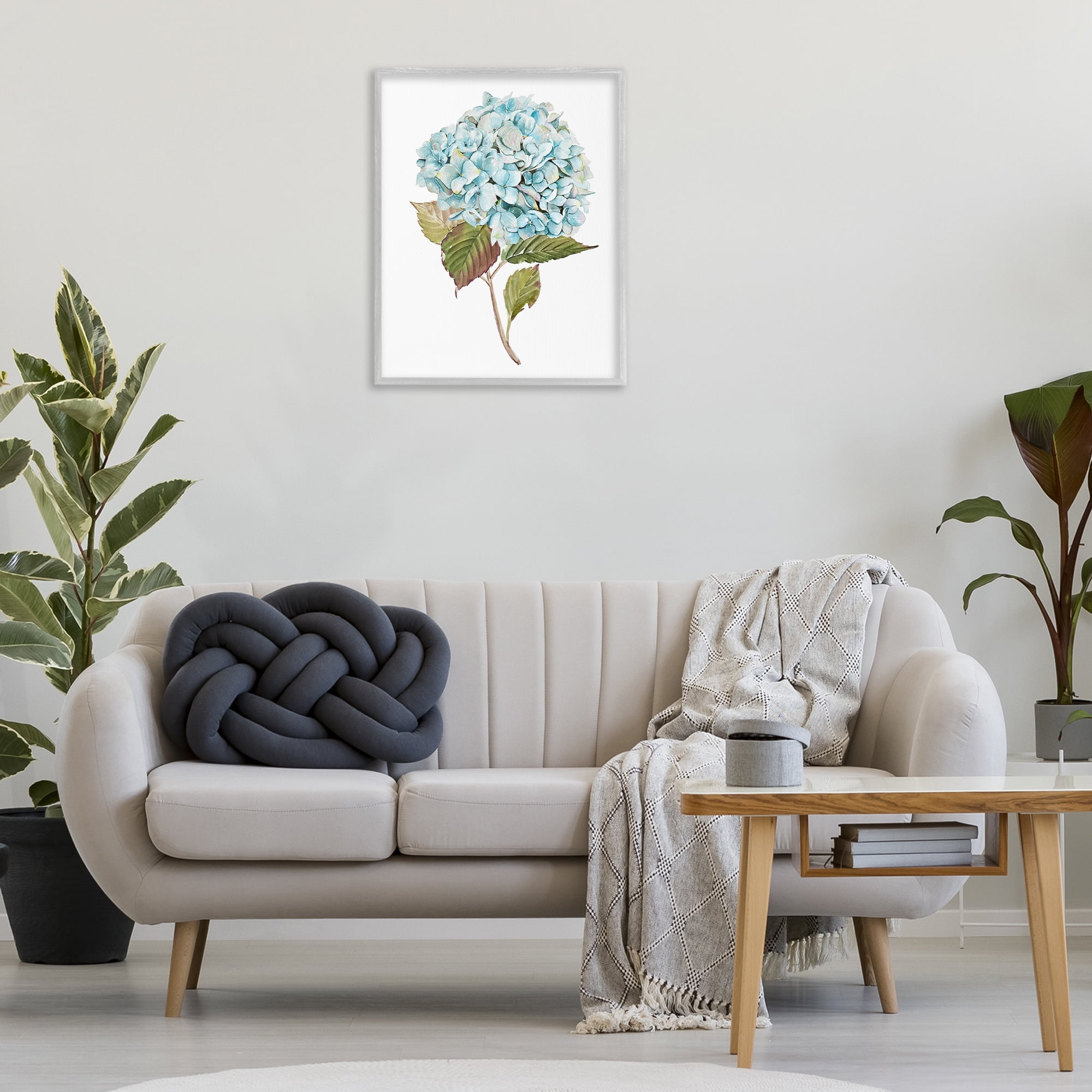Stupell Industries Simple Hydrangea Bud Botanical & Floral Painting Gray Framed Art Print Wall Art, 24 x 30