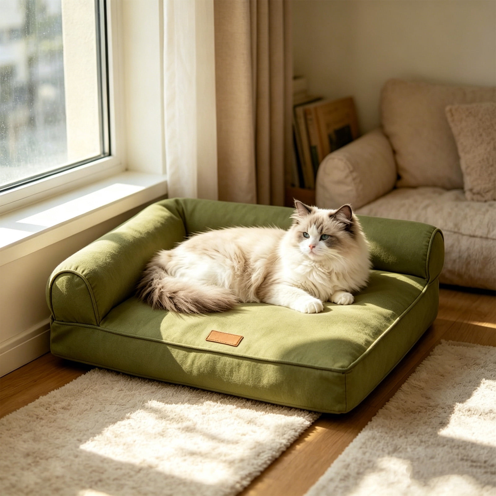 AURIGATE 4 Season Waterproof Dog Sofa, Removable Washable Pet Bed with Non-Slide Bottom, 24.02x17.72x3.94in Green