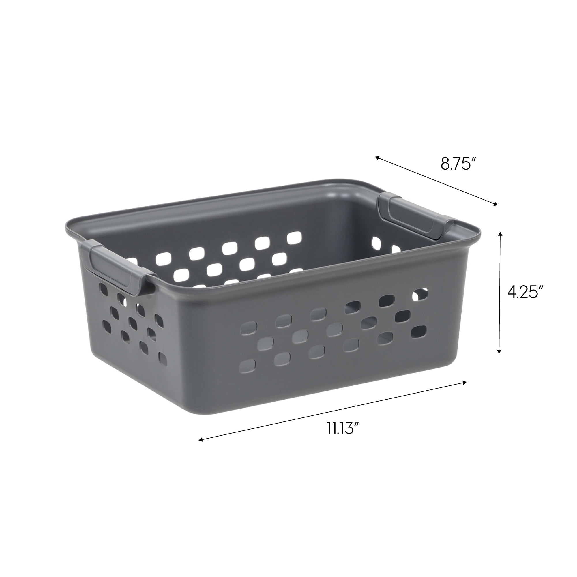 6 7/8 In Stacking And Nesting Storage Bin Black 4 Pack Flexible Solution Basket 
