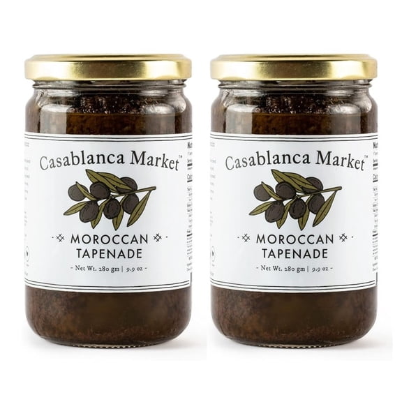 Casablanca Market Black Olive Tapenade Spread – All Natural, Gluten Free, Non-GMO, Vegan, No Preservatives or Added Sugar, 9.9 oz (eBook Included)