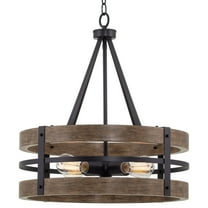 Kira Home Maybrook 23" 4-Light Modern Farmhouse Chandelier, Black Reclaimed Oak Finish