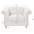 thumbnail image 5 of Chesterfield 1 Seater Polyester Sofa, Upholstered Tufted Single Couch with Removable Cushions Rubber Wood Legs for Living Room Bedroom Apartment, 5 of 15