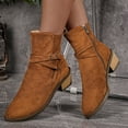 thumbnail image 2 of Wensltd Women's Side Zip Boots Pointed Toe Mid Heel Winter Short Style Dressy Boots Comfort Wear, 2 of 9