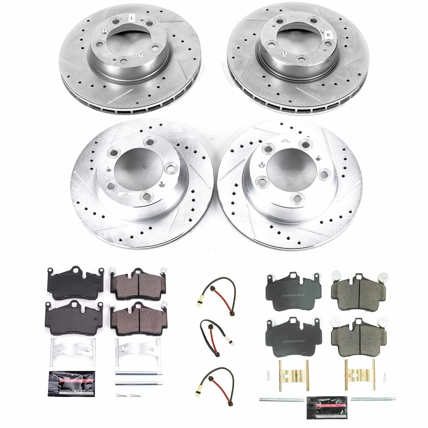 PowerStop Front and Rear Z23 Evolution Sport Carbon-Fiber Ceramic Brake Pad and Drilled & Slotted Rotor Kit Fits: PORSCHE Select Models K6733