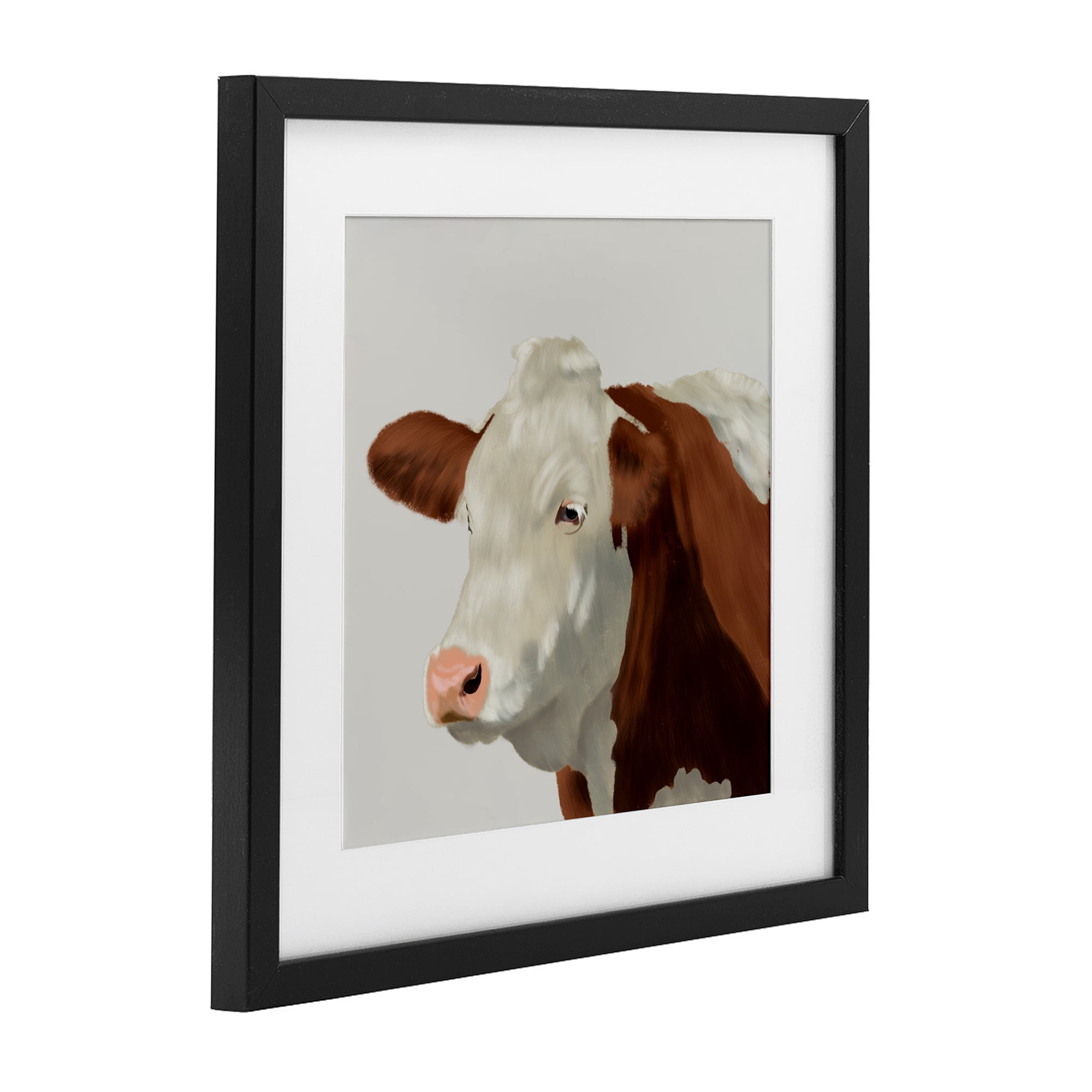 Stupell Industries Farm Friend Cow Portrait Black Framed Print Under Glass, design by Marcus Prime