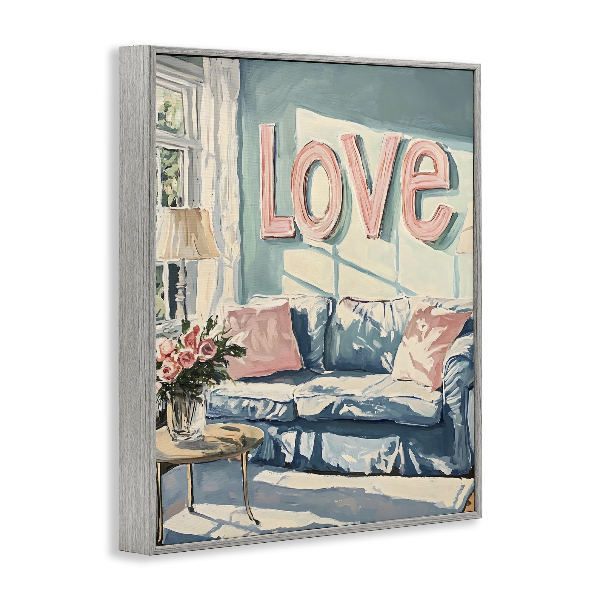 Stupell Industries Love Letters Above Cozy Couch Gray Framed Giclee Art, design by The Prints Vibe