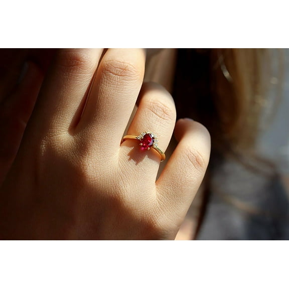HeartsAndYou 1.5ct Natural Ruby & Diamond Ring 100% REAL 14k SOLID Yellow Gold Crown
