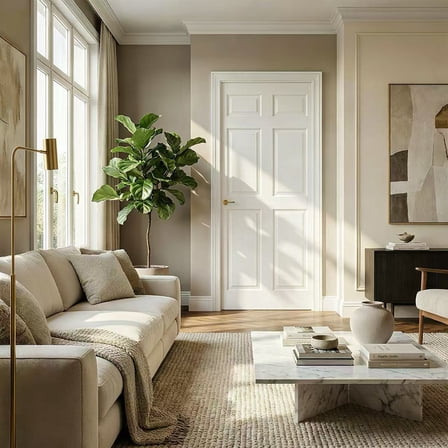 28" x 80" Primed Slab Door 6-Paneled Solid Core Wood Standard Door Without Hardware Kit