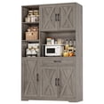thumbnail image 7 of Hiphuta 71" Farmhouse Kitchen Pantry Storage Cabinet, Freestanding Hutch with Doors and Drawer, Shelves & Microwave Stand, Sturdy Cupboard for Dining Room, Ash Gray, 7 of 7