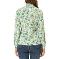 thumbnail image 3 of INSPIRE CHIC Women's Floral Print Long Sleeve Stand Collar Casual Shirt S Green, 3 of 5