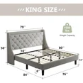 thumbnail image 2 of Gewnee King Size Platform Bed - Built-in Charging Station, No Box Spring Required, Light Gray, 2 of 9