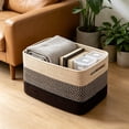 thumbnail image 4 of JJV Rainbow Rope Basket Woven Storage Basket Decorative Storage Bin for Organizing 14.7x9.8x8.7 Inch Rectangle Storage Basket for Closet Shelf Home Decor, 4 of 6