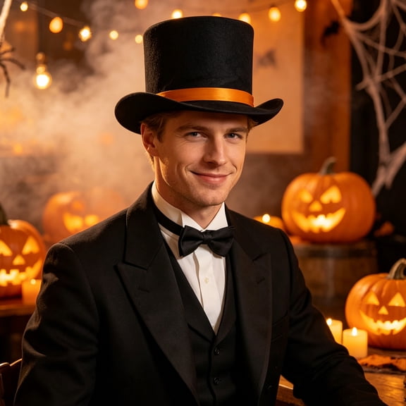 QSAWXQZ Men's Halloween Top Hat Tall Crown Brimmed Party Hat Free Size