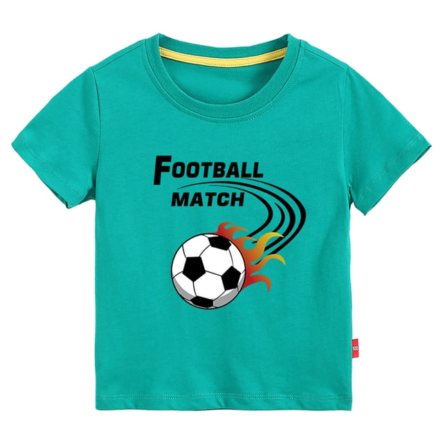 Gibobby Blusa Termica Niños Camisetas holgadas con estampado 3D de dibujos animados de fútbol para niños pequeños, niñas y niños, camiseta de manga corta , camisetas, ropa(Verde, 5-6 Años)
