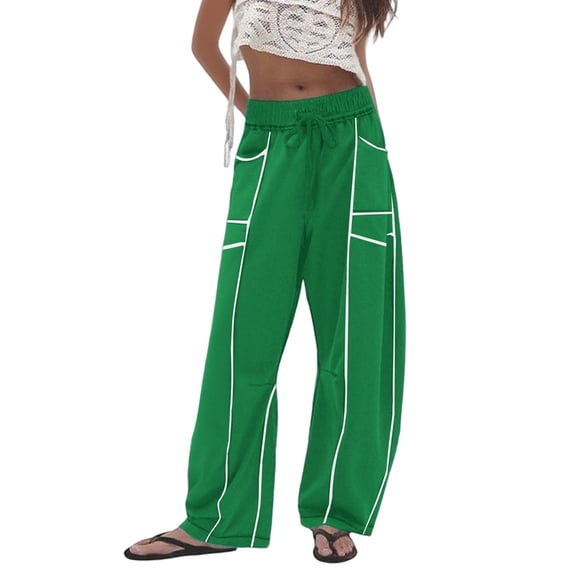 Arlun Womens Baggy Wide Leg Pants Casual Fall Winter Drawstring Elastic Waisted Trousers Comfortable Soft Fashion Line Design Sports Pants with Pockets Light Green2 S