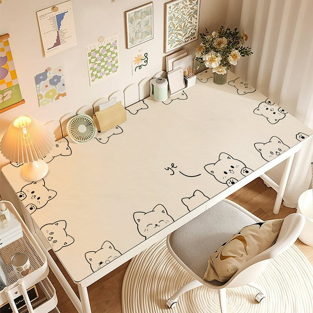 W1TY Children‘s Desk Mat Student Writing Desk Desktop Leather Tablecloth Light Luxury Manicure Dressing Table