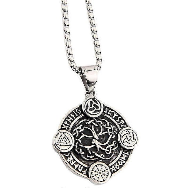 Vintage Men s Celtic Tree of Life Viking Rune Amulet Hollow Necklace Pendant Creative Personality Odin Triangle Luxury Fashion