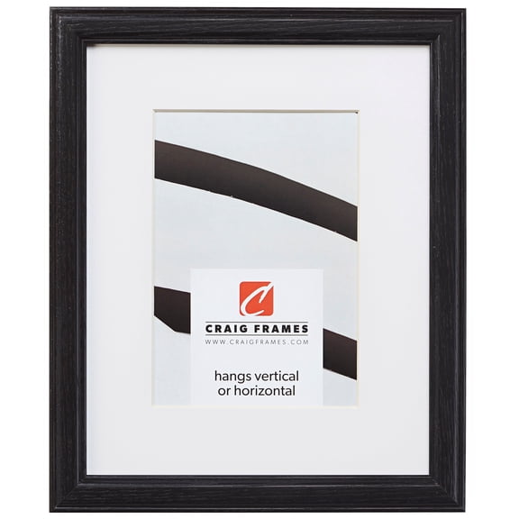 Craig Frames Wiltshire 236, Simple Black Hardwood Picture Frame with Single White Mat - Displays a 11 x 14 Inch Print with the Mat or 16 x 20 Inch without the Mat