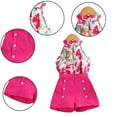 thumbnail image 3 of LYMAYTER Kids Girls Sweet Shirt Outfit 2PCS Toddler Printed Sleeveless Shirt + Shorts Set for 4-7 Years, 3 of 9