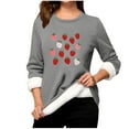 thumbnail image 2 of Heisall Chemises de Base pour Femmes Automne Hiver Imprimé Floral Col Rond Manches Longues Épaissies Polaire Teddy Shearling Chaud Ajusté Hauts Thermiques pour Usage Quotidien par Temps Froid, 2 of 3