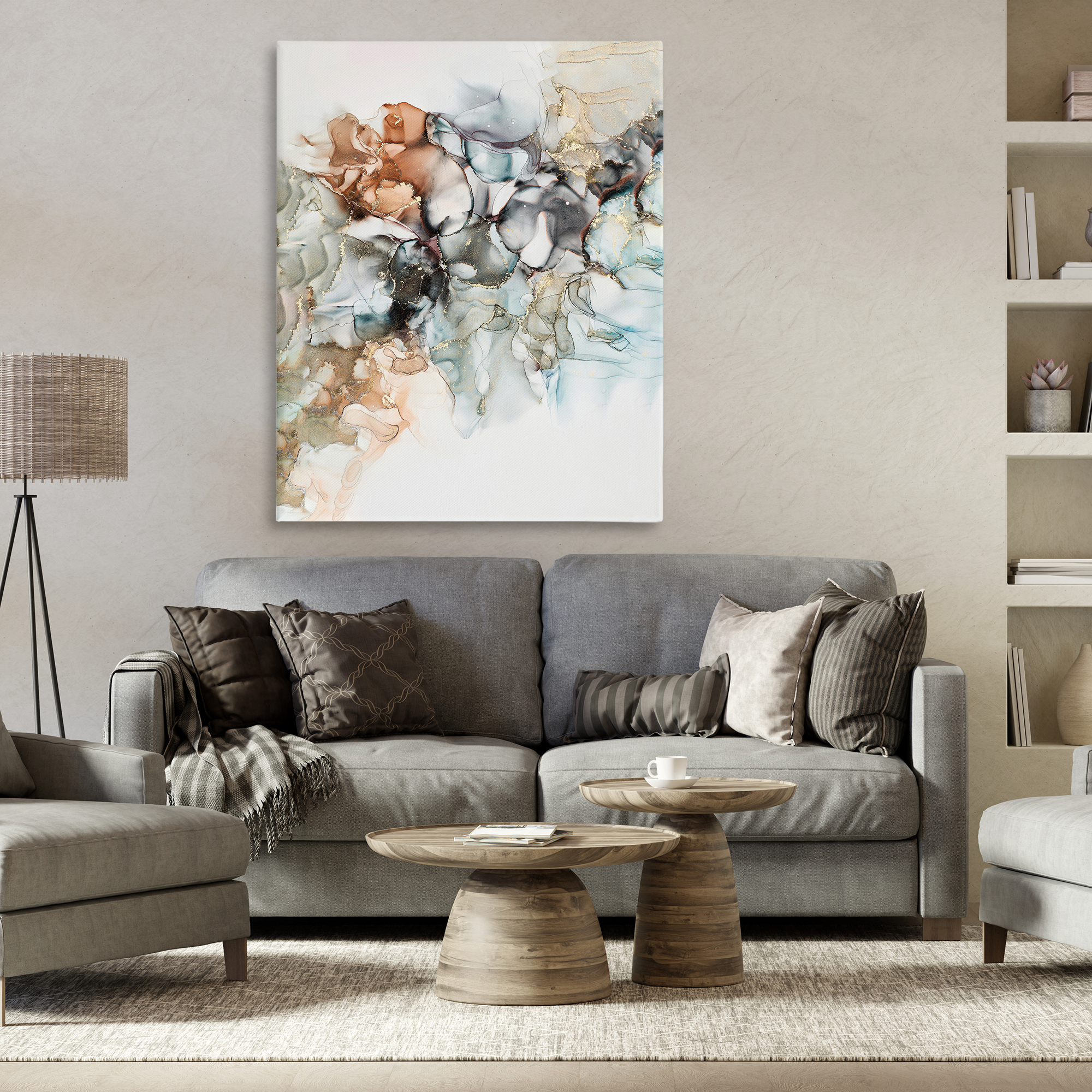 Stupell Industries Fluid Abstract Glam Detail Abstract Painting Gallery Wrapped Canvas Art Print Wall Art, 36 x 48