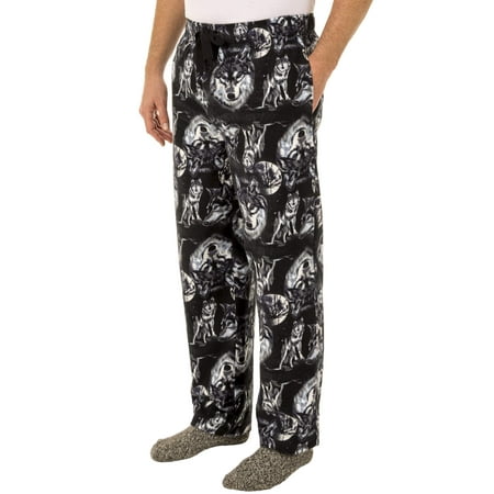 Fruit of the Loom Men's Wolf Print Flannel Sleep (Best Mens Flannel Pajamas)