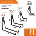thumbnail image 2 of Garage Hooks Heavy Duty Utility Steel with AntiSlip Coating Wall Mount Storage Organizer for Hanging Power and Garden Tools, Ladders, Hose, Bikes, Ropes, Bulk Items, 2 of 7