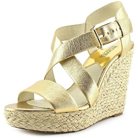 UPC 888922582312 product image for Michael Michael Kors Giovanna Wedge Women Open Toe Leather Gold Wedge Sandal | upcitemdb.com