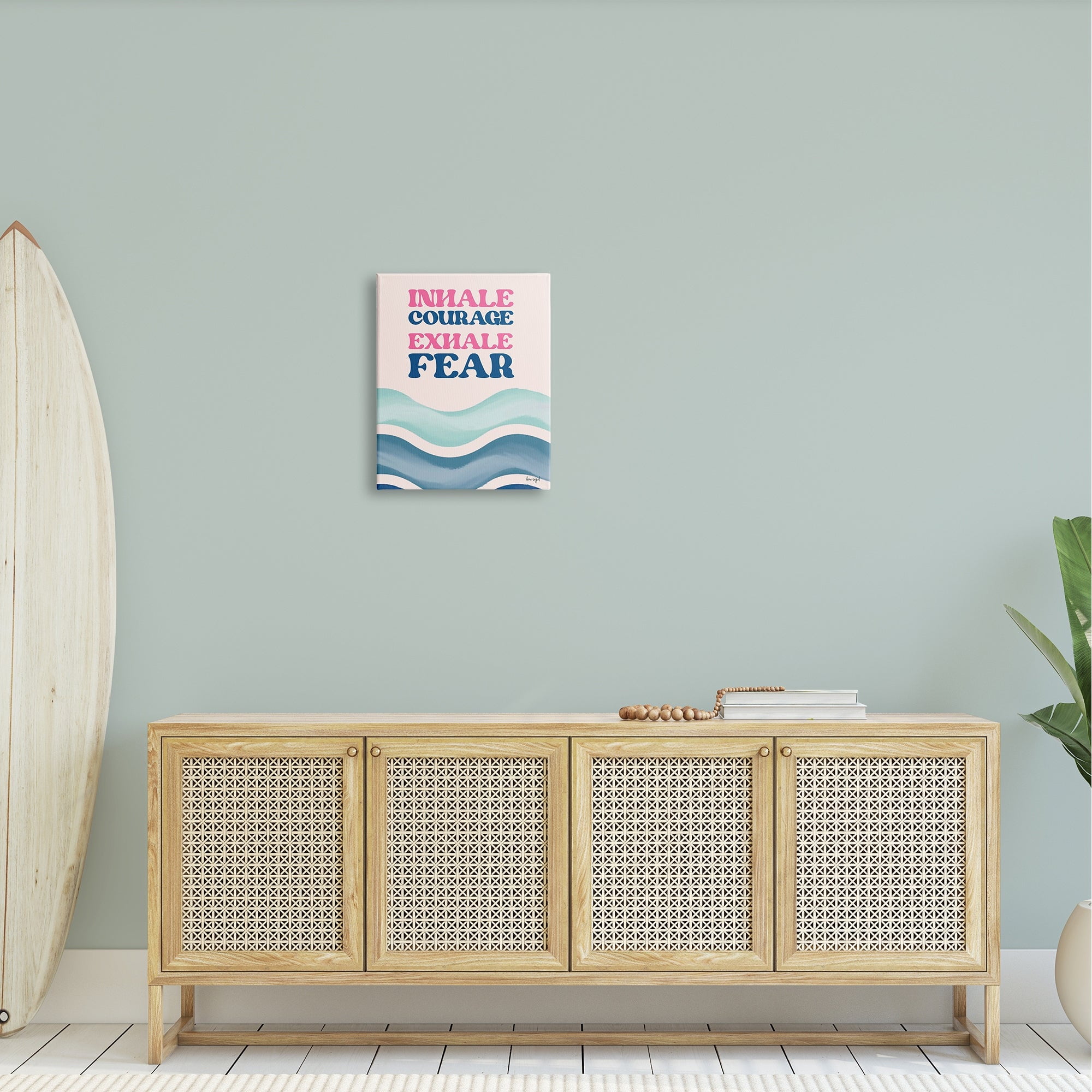 Stupell Industries Inhale Courage Exhale Fear Motivational Typography Sentiment Graphic Art Gallery Wrapped Canvas Print Wall Art, Design by Ilene Segal