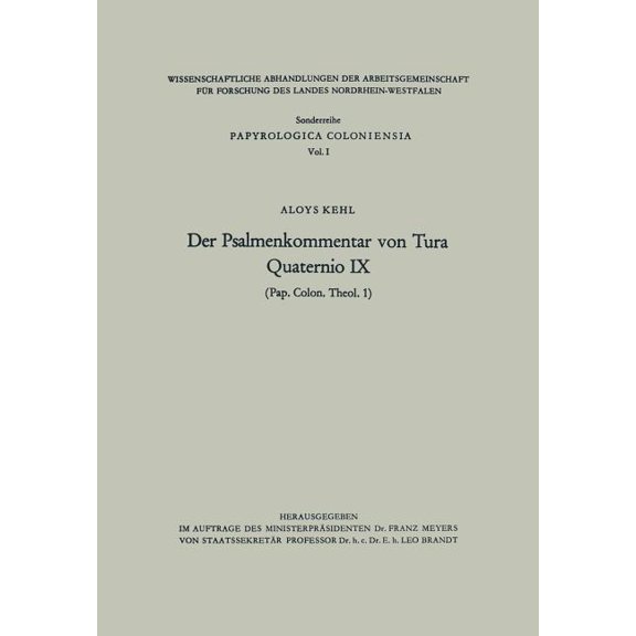 Der Psalmenkommentar Von Tura, (Paperback)