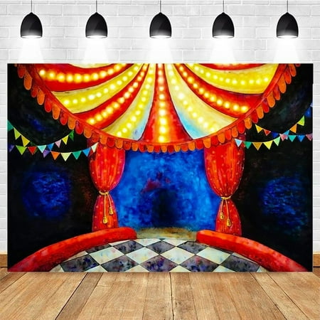 Image of Circus Backdrop Red Curtain Magic Circus Stage Photography Background Carnival Children Birthday Party Backdrops