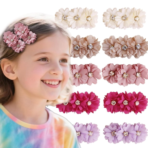 Set de 10 Clips de Cabello con Flores Cherrboll para Niñas