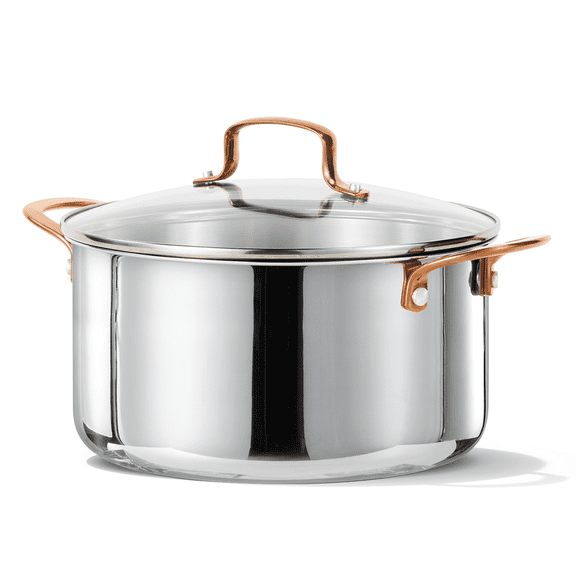 Carote 8QT Tri-Ply Stainless Steel Stock Pot with Lid, Induction Compatible Soup Pot for Cooking