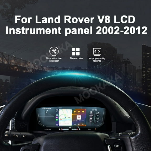 MOOKAKA Digital Dashboard Instrument Cluster for Land Rover V8 2002-2012 LCD Screen Virtual Cockpit Speedometer Upgrade Universal Fit Car Accessory with Linux OS