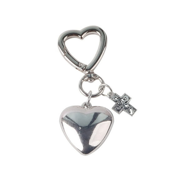 Heart Crucifix Keyring Holy Cross Keychain Religious Pendant Protection Catholic