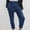 *Dark Blue, variant on Women's Summer Solid Color Button Fly Wide Leg Jeans ,Elastic Waist with Tapered Cuff Denim Pant Black,Womens Plus S