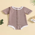 thumbnail image 2 of Bébé Filles Garçons Casual Romper Manches Courtes Boutons Combinaisons Tops, 2 of 8