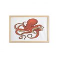 thumbnail image 1 of Vintage Nautical Tattoo Wall Art with Frame, Colorful Octopus Drawing on Plain Background, Printed Fabric Poster for Bathroom Living Room, 35" x 23", Vermilion Eggshell, by Ambesonne, 1 of 2