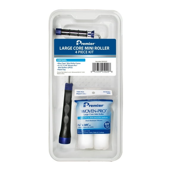 Premier Paint Jumbo Core Woven Mini Roller 4 Piece Tray Kit