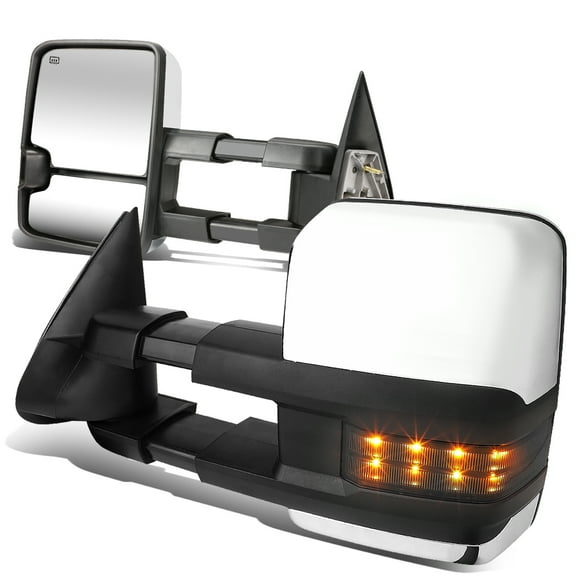 DNA Motoring TWM-015-T999-CH-SM For 2003 to 2006 Silverado Pair of Chrome Manual Telescoping   Powered   Heated Glass   Smoked LED Signal Towing Mirrors