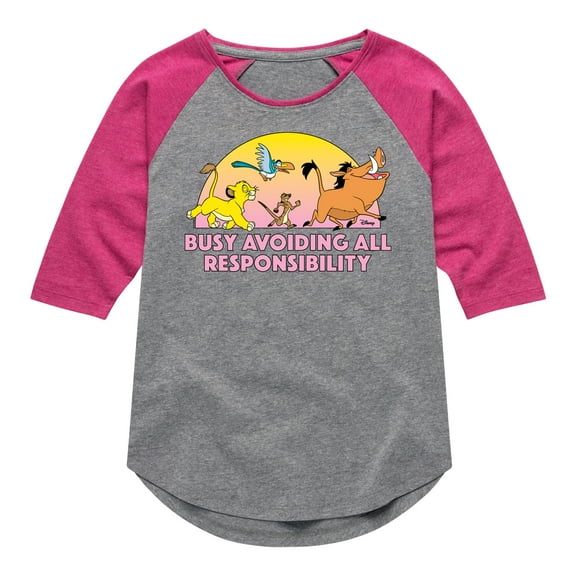 The Lion King - Avoiding All Responsibility - Toddler & Youth Girls Raglan Graphic T-Shirt