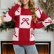 thumbnail image 4 of Suéter de cuello redondo para mujer, suéter navideño informal para mujer, suéter de punto holgado para mujer, suéter con lazo a cuadros y colores contrastantes, suéter para mujer, 4 of 6