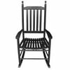 Rocking Chair Wooden Porch Single Rocker with Backrest Wood Slats Lounge Chair for Balcony Patio, Black